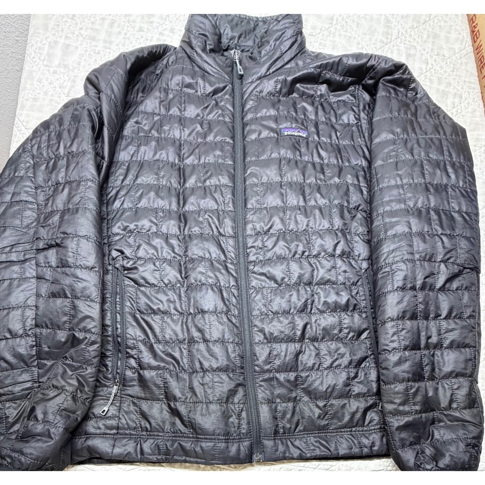 Patagonia Nano Puff Jacket Men Large Black Quilted Insulated Full Zip Puffer